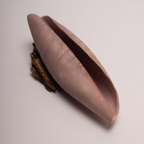 Small shell 7 - porcelain textured shell sculpture in lilac and orange  22l x 7h x 7.5d cm