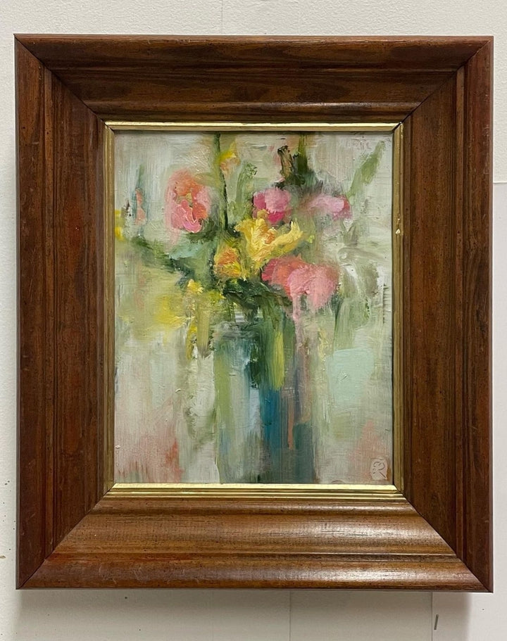 Erin Robertson flower painting, framed