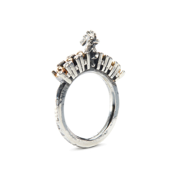Soleil Levant: One-of-a-kind ring in sterling silver and 10k yellow gold. F