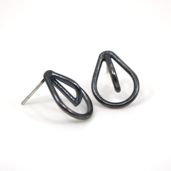 Stella stud patina finish earrings in sterling silver.