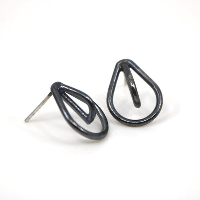 Stella stud patina finish earrings in sterling silver.