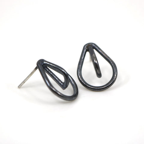 Stella stud patina finish earrings in sterling silver.