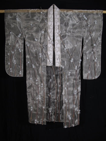 Sway, flameworked glass with Manitoba Maple on stainless mesh and recycled lace. 137 h x 105 w x 16 d cm, 2019.