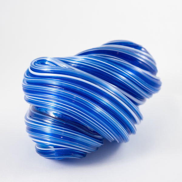 Blueberry Icecream - Glass sculpture. In a large graceful sweep, this one of a kind sculpture measures 13 x 9 x 8 cm. 