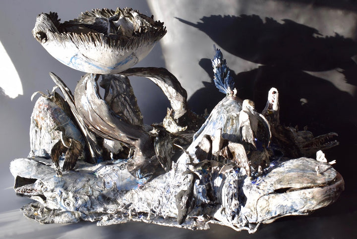 Tingmiatornis arctica - Sunset Cruise   Whale sculpture plus single bowl in porcelain  H40 x L40 xD50 cm   2020
