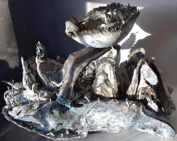 Tingmiatornis arctica - Sunset Cruise   Whale sculpture plus single bowl in porcelain  H40 x L40 xD50 cm   2020