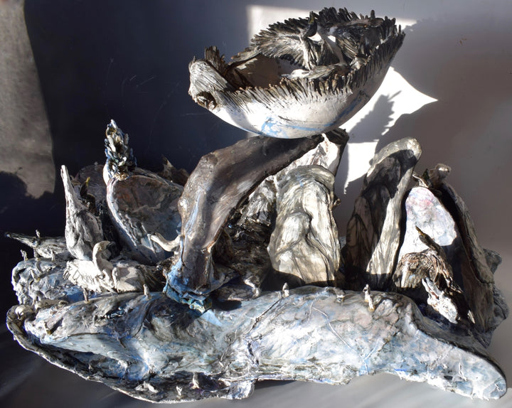 Tingmiatornis arctica - Sunset Cruise   Whale sculpture plus single bowl in porcelain  H40 x L40 xD50 cm   2020