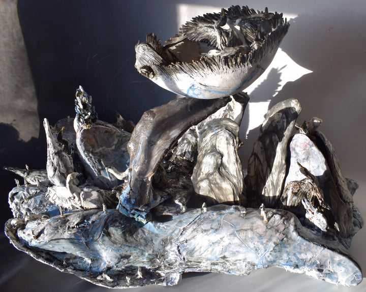Tingmiatornis arctica - Sunset Cruise   Whale sculpture plus single bowl in porcelain  H40 x L40 xD50 cm   2020