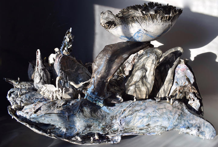 Tingmiatornis arctica - Sunset Cruise   Whale sculpture plus single bowl in porcelain  H40 x L40 xD50 cm   2020