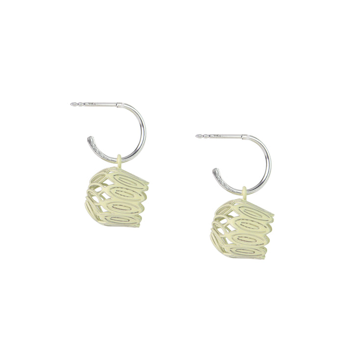Tulip Hoops: Pale Yellow, Blue (single)