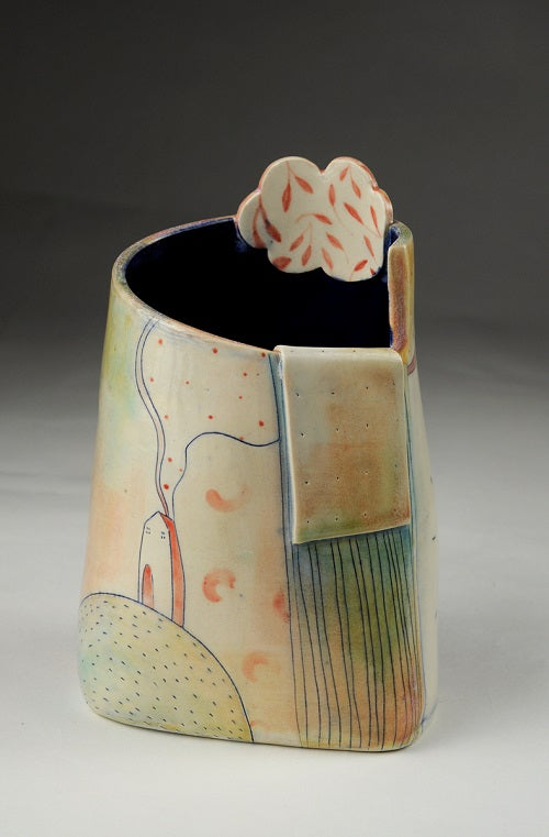 Ceramic glaze vase with bird design
