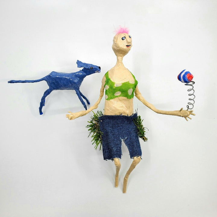 India Rubber Ball.  This "Betty Walsh" is a two-part mixed media wall sculpture.  