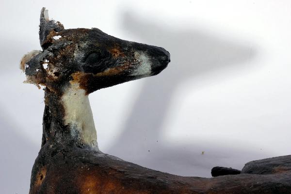 The Doe, life-size cast glass doe sculpture.  39 x 75 x 39 cm