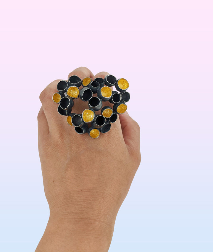heart bloom double finger ring