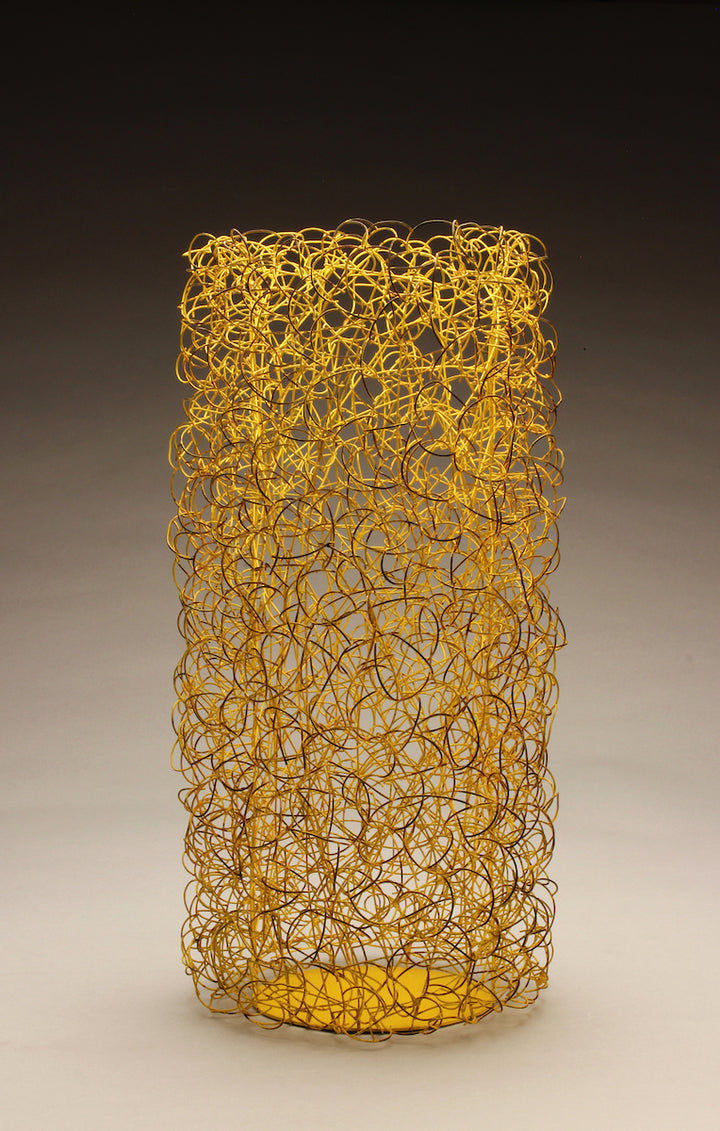 Kye-Yeon Son Innate Gesture 2021-1. Steel, powdercoating, rust, wax, micro welding.  18w x 18d x 37h cm