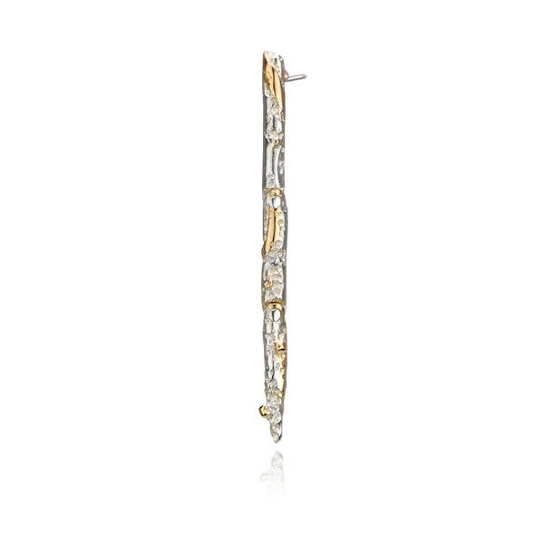 Articulated Core Sample Earring. Single earring made from sterling silver and 14k yellow gold.
