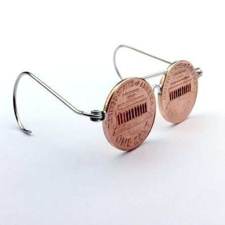 Lincoln Penny Glasses made from American coins and altered jewellery findings by Micah Adams