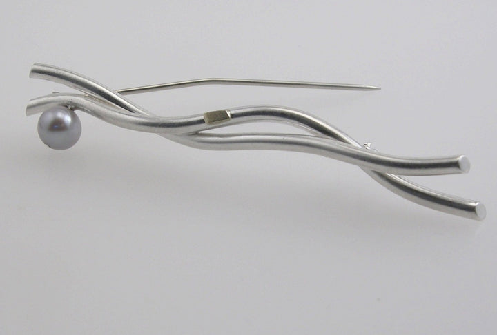 pearl double branch brooch