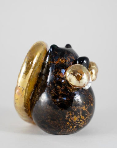 Beaver.  A playful and charming hot worked glass sculpture at 9 x 7 x 7 cm.   