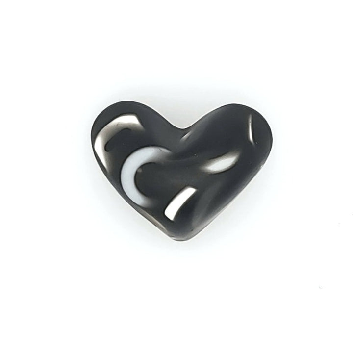 black heart with buttons brooch