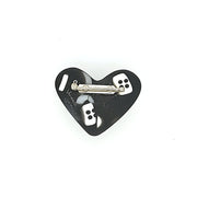 black heart with buttons brooch, back