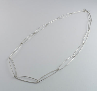 sterling silver handmade' leaf link' necklace.  21 in. long
